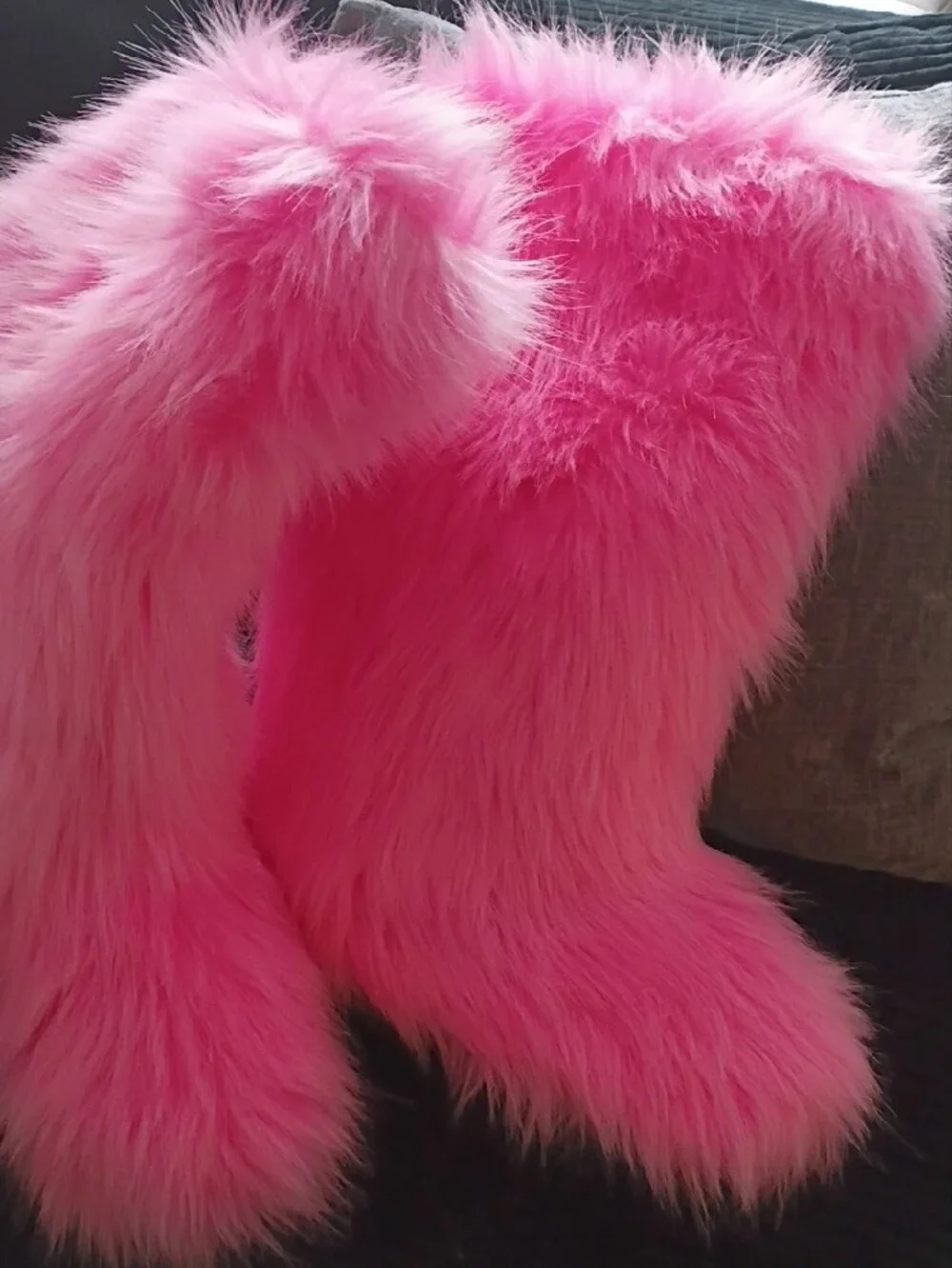 Pink Faux-Fur Boot Covers - Plush Costume Accessory